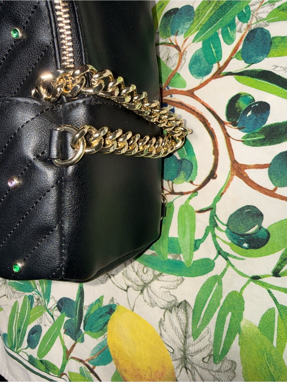 Victoria's Secret Black Quilted Backpack with Multicolored Studs - Picture 2 of 8